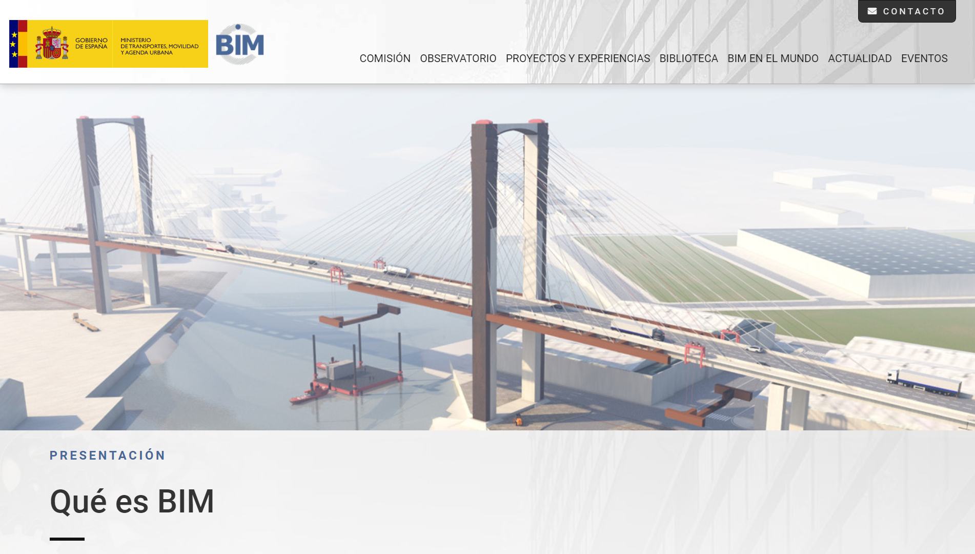 Imagen de la nueva web de la Comisión Interministerial BIM. 